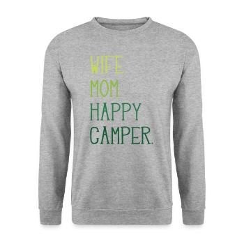 Camping Wife. Maman. Happy Camper. - Sweat-shirt Unisexe - gris chiné - Devant - Alina (178cm) & Michal (187cm)