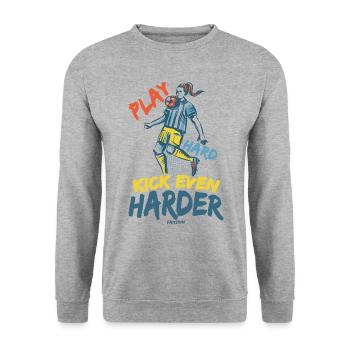 Fussball Mädchen Fussballmannschaft - Unisex Pullover - Weißgrau meliert - Vorne - Alina (178cm) & Michal (187cm)