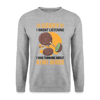 Kiwi Vogel abgelenkt Schnepfenstrauß Neuseeland - Unisex Pullover - Weißgrau meliert - Vorne - Alina (178cm) & Michal (187cm)
