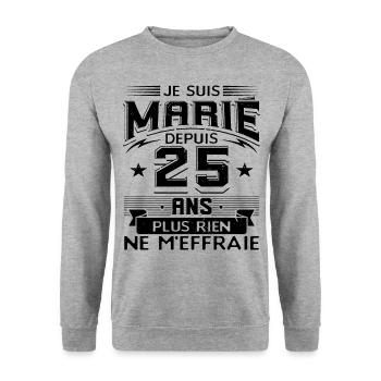 Anniversaire 25 Ans De Mariage - Sweat-shirt Unisexe - gris chiné - Devant - Alina (178cm) & Michal (187cm)