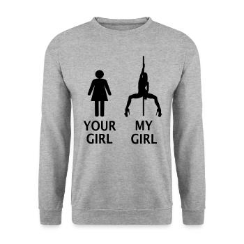 Pole dance Your Girl My Girl Poledance Danse de bâton - Sweat-shirt Unisexe - gris chiné - Devant - Alina (178cm) & Michal (187cm)