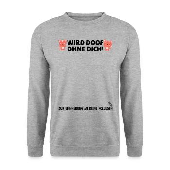 Jobwechsel Neuer Job Abschied Abschiedsgeschenk - Unisex Pullover - Weißgrau meliert - Vorne - Alina (178cm) & Michal (187cm)