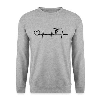 Pole Dance Heartbeat Heart Pole Dancing Silhouette - Unisex Sweatshirt - salt & pepper - Front - Alina (178cm) & Michal (187cm)
