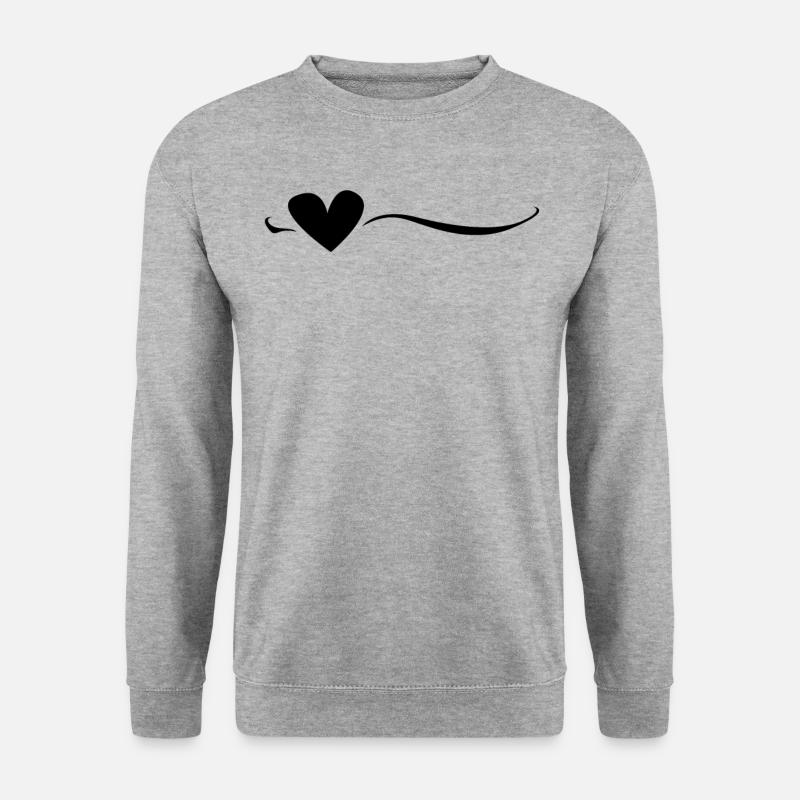 Linie Herz Schwarz - Unisex Pullover - Weißgrau meliert