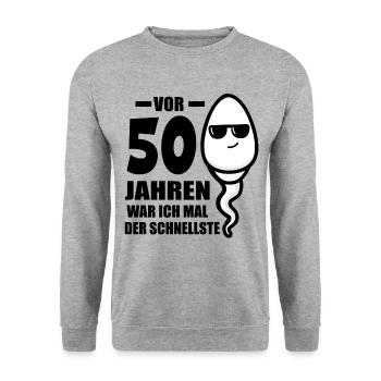 50. Geburtstag 50. Jahrestag 50 Jahre 50. Jubiläum - Unisex Pullover - Weißgrau meliert - Vorne - Alina (178cm) & Michal (187cm)