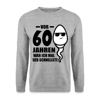 60. Geburtstag 60. Jahrestag 60 Jahre 60. Jubiläum - Unisex Pullover - Weißgrau meliert - Vorne - Alina (178cm) & Michal (187cm)