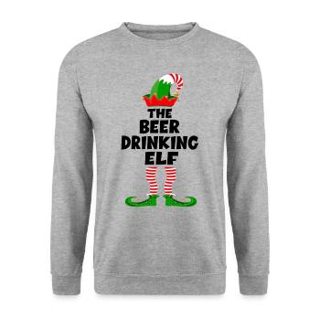 The Beer drinking Elf Beer Elf - Christmas Elf - Unisex Sweatshirt - salt & pepper - Front - Alina (178cm) & Michal (187cm)