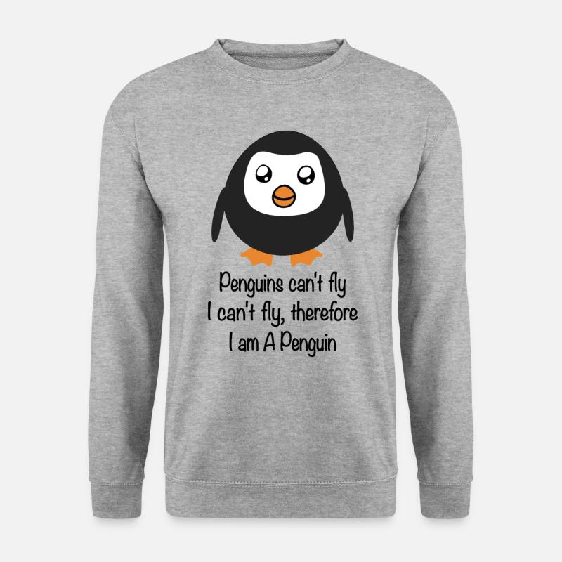 Pinguin Geschenk - Unisex Pullover - Weißgrau meliert