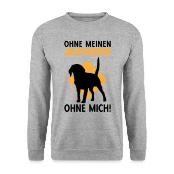 Ohne Deutscher Jagdterrier ohne mich Jagdhund - Unisex Pullover - Weißgrau meliert - Vorne - Alina (178cm) & Michal (187cm)