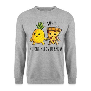 Pizza Hawaï Ananas Pizza Il n’y a pas besoin de - Sweat-shirt Unisexe - gris chiné - Devant - Alina (178cm) & Michal (187cm)