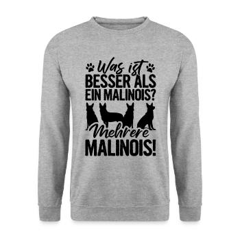 Was ist Besser Als ein Malinois Mehrere Hunde Gass - Unisex Pullover - Weißgrau meliert - Vorne - Alina (178cm) & Michal (187cm)