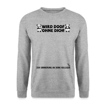 Jobwechsel Neuer Job Abschied Abschiedsgeschenk - Unisex Pullover - Weißgrau meliert - Vorne - Alina (178cm) & Michal (187cm)