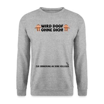 Jobwechsel Neuer Job Abschied Abschiedsgeschenk - Unisex Pullover - Weißgrau meliert - Vorne - Alina (178cm) & Michal (187cm)