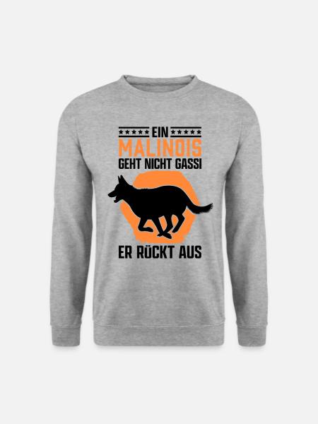 Malinois Gassi gehen Belgischer Schäferhund - Unisex Pullover - Weißgrau meliert