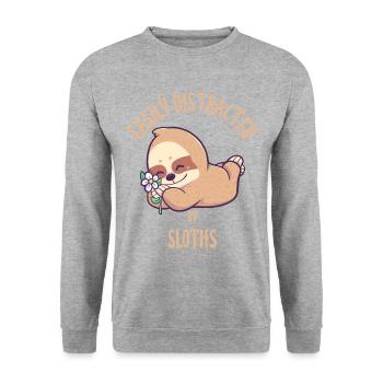 Easily Distracted By Sloths - Unisex Sweatshirt - salt & pepper - Front - Alina (178cm) & Michal (187cm)