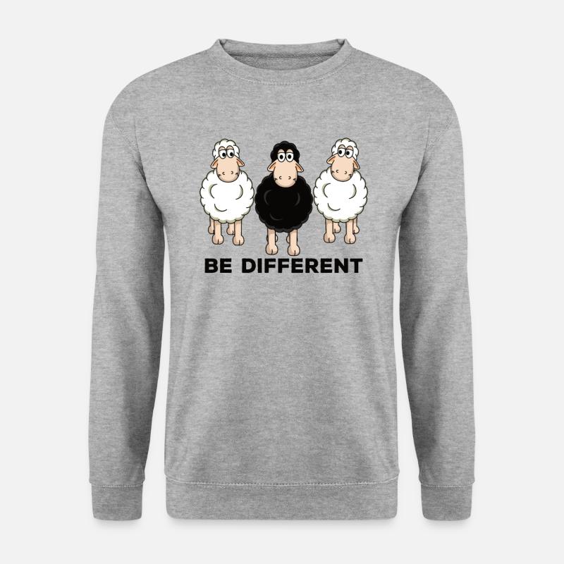 Schaf Schafe Be different Geschenk - Unisex Pullover - Weißgrau meliert