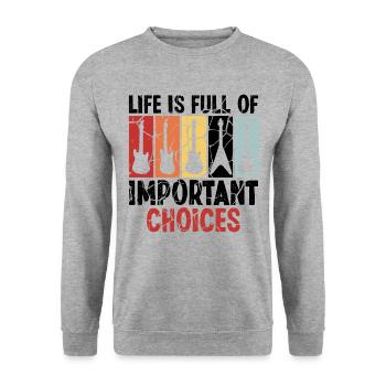 Leben Voller Wichtiger Entscheidungen - Unisex Pullover - Weißgrau meliert - Vorne - Alina (178cm) & Michal (187cm)