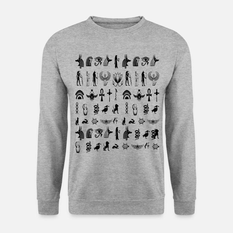 Hieroglyphen - Unisex Pullover - Weißgrau meliert