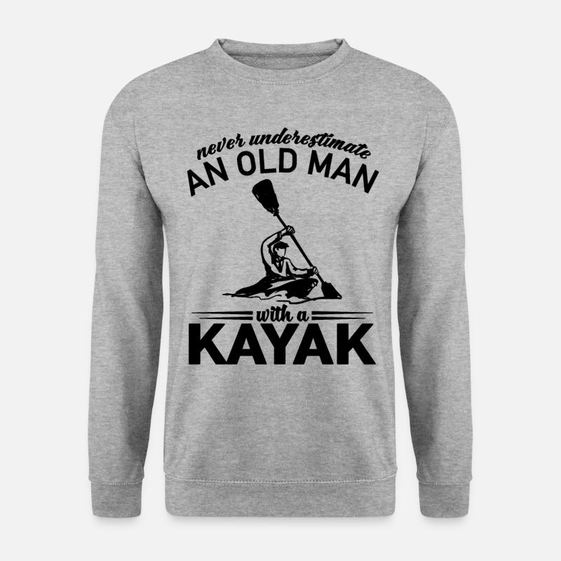 Never Underestimate an old man with a Kayak Opa - Unisex Pullover - Weißgrau meliert
