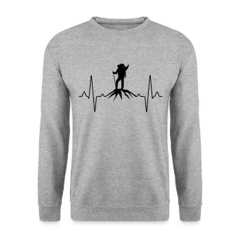 Hiking Peak Heartbeat - Unisex Sweatshirt - salt & pepper - Front - Alina (178cm) & Michal (187cm)