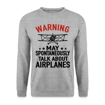 Warning May Spontaneously Talk About Airplanes - Unisex Sweatshirt - salt & pepper - Front - Alina (178cm) & Michal (187cm)