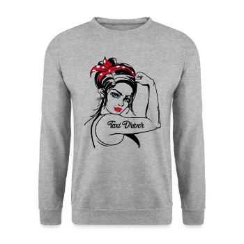 Female Taxi Driver Rosie The Riveter - Unisex Sweatshirt - salt & pepper - Front - Alina (178cm) & Michal (187cm)