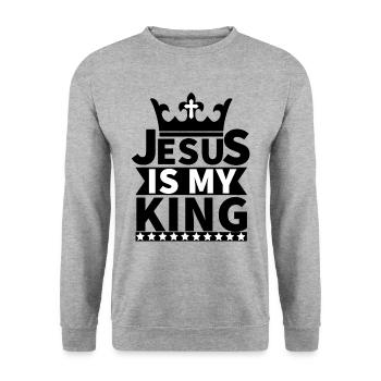 Jésus, Jésus, Jésus Chrétien Chrétien Chrétien - Sweat-shirt Unisexe - gris chiné - Devant - Alina (178cm) & Michal (187cm)