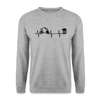 Rennmotorrad Motorrad Herzschlag Bierkrug Dirtbike - Unisex Pullover - Weißgrau meliert - Vorne - Alina (178cm) & Michal (187cm)