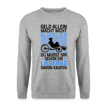 Liegerad macht glücklich Radfahrer Liegefahrrad - Unisex Pullover - Weißgrau meliert - Vorne - Alina (178cm) & Michal (187cm)