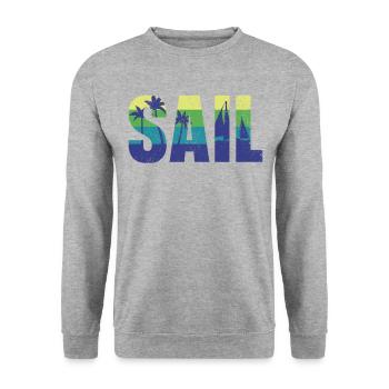 Sail Sailboat Vintage Retro Palm - Sweat-shirt Unisexe - gris chiné - Devant - Alina (178cm) & Michal (187cm)