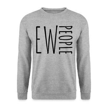 Ieh Menschen Ew People Menschenhass Humor Ironie - Unisex Pullover - Weißgrau meliert - Vorne - Alina (178cm) & Michal (187cm)