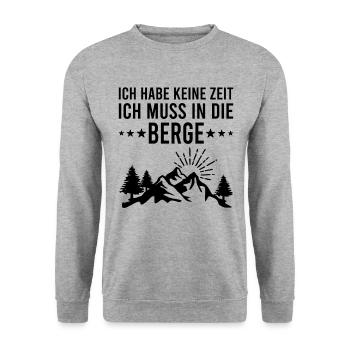 Lustiger Berge Wandern Spruch - Unisex Pullover - Weißgrau meliert - Vorne - Alina (178cm) & Michal (187cm)