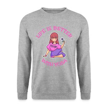 Life is better with yoga girls - Unisex Sweatshirt - salt & pepper - Front - Alina (178cm) & Michal (187cm)
