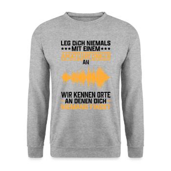Amateurfunker kennen Orte Hobbyfunk Funkamateur - Unisex Pullover - Weißgrau meliert - Vorne - Alina (178cm) & Michal (187cm)