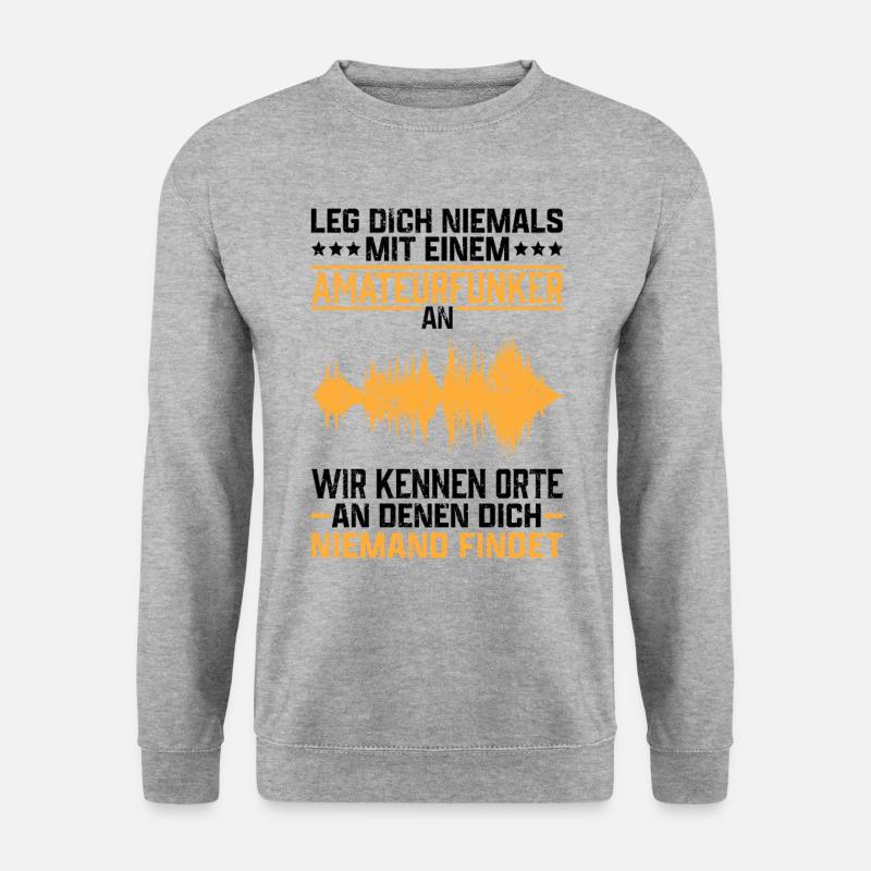 Amateurfunker kennen Orte Hobbyfunk Funkamateur - Unisex Pullover - Weißgrau meliert
