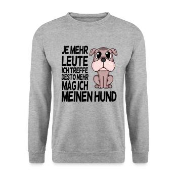 Hundebesitzer Spruch Hunde Hunde - Unisex Pullover - Weißgrau meliert - Vorne - Alina (178cm) & Michal (187cm)