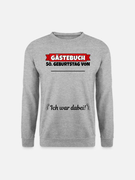 50. Geburtstag Gästebuch 50 Jahre alt Geschenk - Unisex Pullover - Weißgrau meliert
