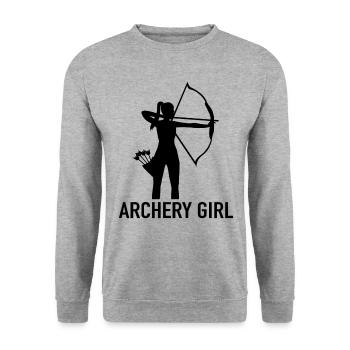 Bogenschützen Bogenschießen - Archery Girl - Sweat-shirt Unisexe - gris chiné - Devant - Alina (178cm) & Michal (187cm)
