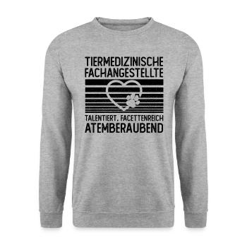Tierarzthelferin Tiermedizinische Fachangestellte - Unisex Pullover - Weißgrau meliert - Vorne - Alina (178cm) & Michal (187cm)