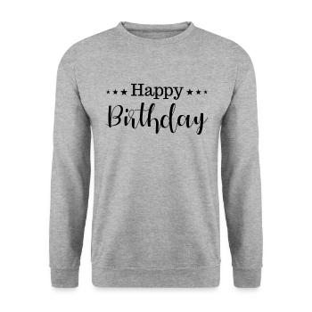 Happy Birthday - Unisex Pullover - Weißgrau meliert - Vorne - Alina (178cm) & Michal (187cm)