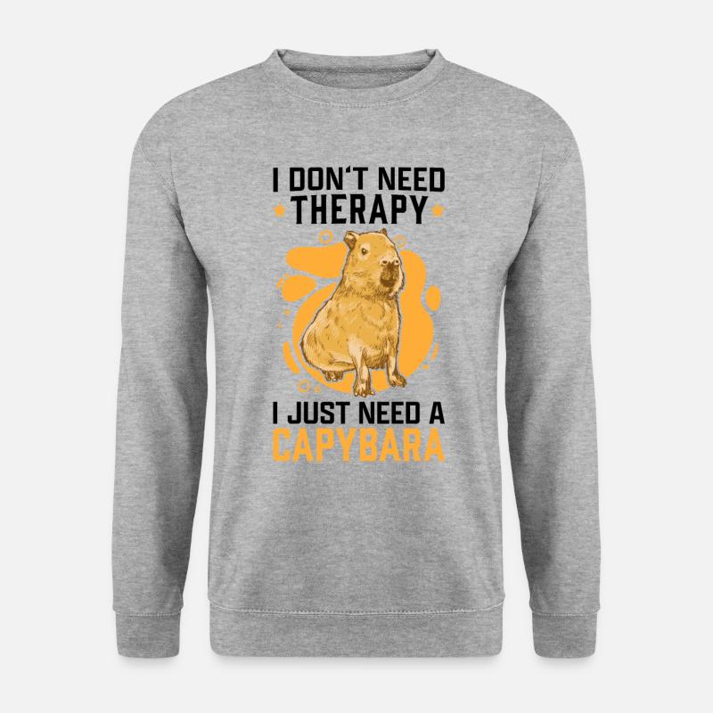 Capybaras sind meine Therapie Capybara - Unisex Pullover - Weißgrau meliert