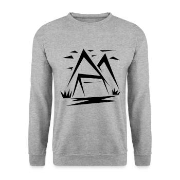 Berg Berge Wandern - Unisex Pullover - Weißgrau meliert - Vorne - Alina (178cm) & Michal (187cm)
