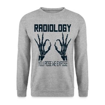 Radiologen Röntgentechniker Röntgenbild Arzt - Unisex Pullover - Weißgrau meliert - Vorne - Alina (178cm) & Michal (187cm)