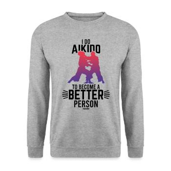 Aikido Kampfkunst Dojo japanisch - Unisex Pullover - Weißgrau meliert - Vorne - Alina (178cm) & Michal (187cm)
