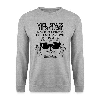 Abschied Kollege Neue Arbeit Jobwechsel Neuer Job - Unisex Pullover - Weißgrau meliert - Vorne - Alina (178cm) & Michal (187cm)