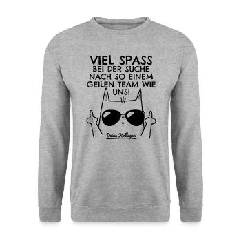 Neuer Job Abschied Neue Arbeit Kollege Jobwechsel - Unisex Pullover - Weißgrau meliert - Vorne - Alina (178cm) & Michal (187cm)
