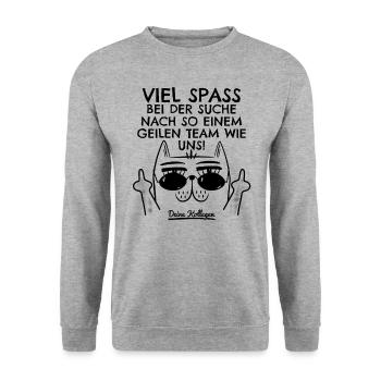 Jobwechsel Neuer Job Abschied Neue Arbeit Kollege - Unisex Pullover - Weißgrau meliert - Vorne - Alina (178cm) & Michal (187cm)