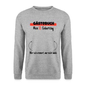 18. Geburtstag Gästebuch - Unisex Pullover - Weißgrau meliert - Vorne - Alina (178cm) & Michal (187cm)