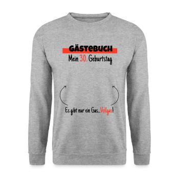 30. Geburtstag Gästebuch - Unisex Pullover - Weißgrau meliert - Vorne - Alina (178cm) & Michal (187cm)