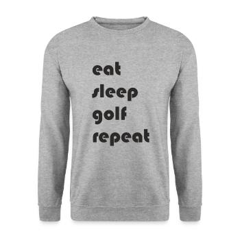 Golf - eat sleep golf repeat - Unisex Pullover - Weißgrau meliert - Vorne - Alina (178cm) & Michal (187cm)